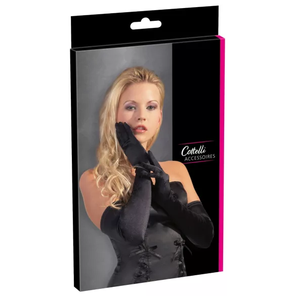 Cottelli - Satin Handschuhe - Schwarz (S-L)