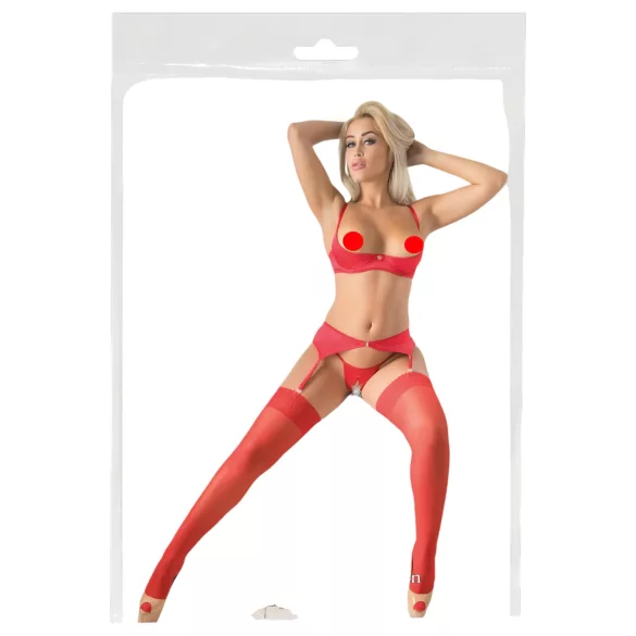 Cottelli - Rote Spitzenstrümpfe - 3/M-L