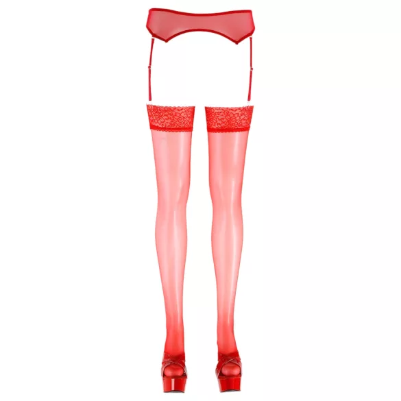 Cottelli - Rote Spitzenstrümpfe - 3/M-L