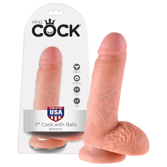 King Cock 7" Hoden Dildo (18 cm) - natur