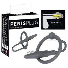 Penisplug - Silikon-Eichelring mit konischem Dilator (grau)