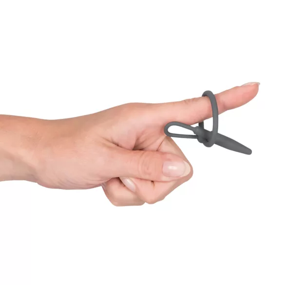 Penisplug - Silikon-Eichelring mit konischem Dilator (grau)