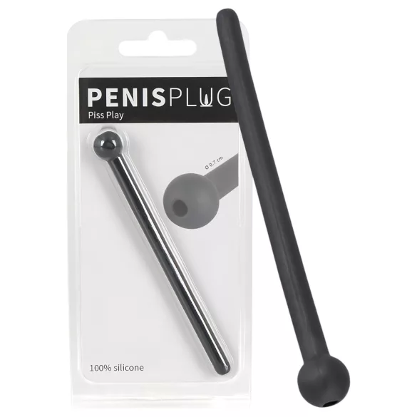 Dilator Piss Play - hohler Silikon-Dilator (schwarz)