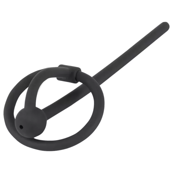 Penisplug - Silikon Eichelring mit hohlem Dilator (schwarz)