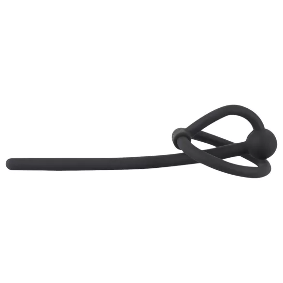 Penisplug - Silikon Eichelring mit hohlem Dilator (schwarz)