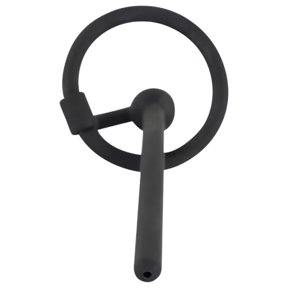 Penisplug - Silikondilator mit Eichelring (0,6mm) - schwarz