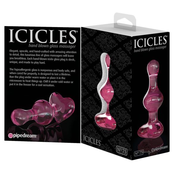 Icicles No. 75 - Herz-Glas-Analplug (pink)