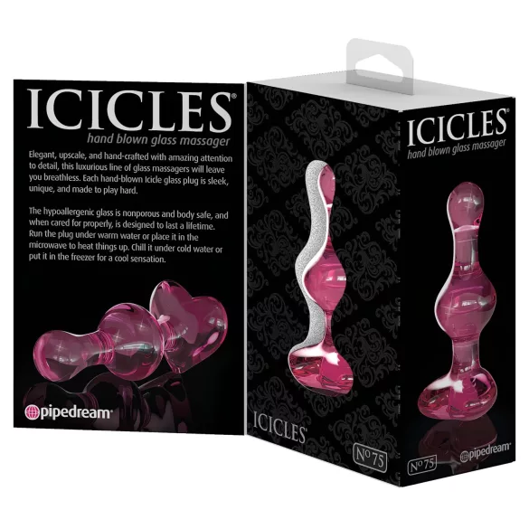 Icicles No. 75 - Herz-Glas-Analplug (pink)