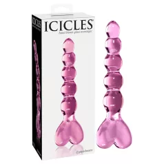Icicles Nr. 43 - Perlenherz Glasdildo (pink)