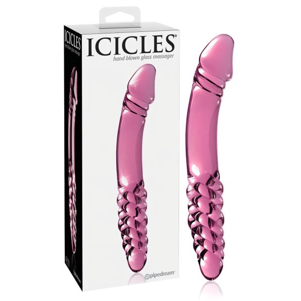 Icicles No. 57 - Doppelseitiger Penisdildo aus Glas (pink)