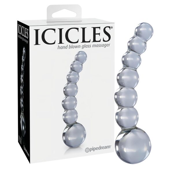 Icicles No. 66 - Gebogener, kugeliger Glasdildo (transparent)