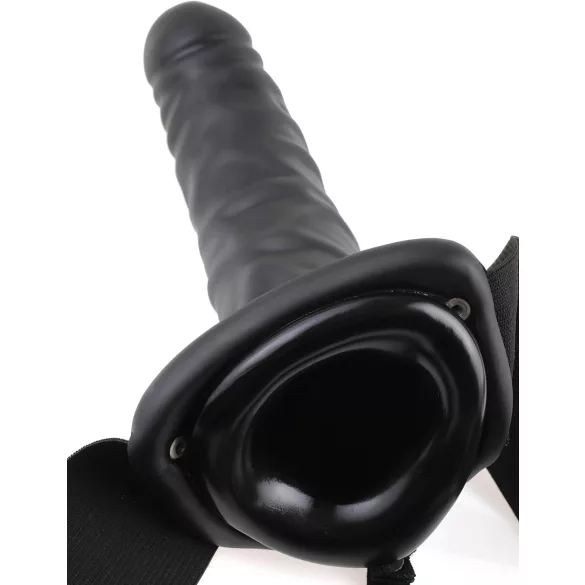 Pipedream Fetish Strap-On 8 - anlegbarer, hohler Vibrator (schwarz)