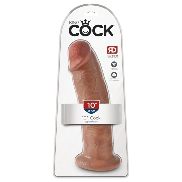 King Cock 10 - großer Dildo mit Saugnapf (25cm) - dunkle Naturfarbe