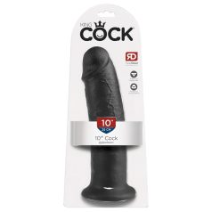 King Cock 10 - Saugnapf Dildo (25cm) - schwarz