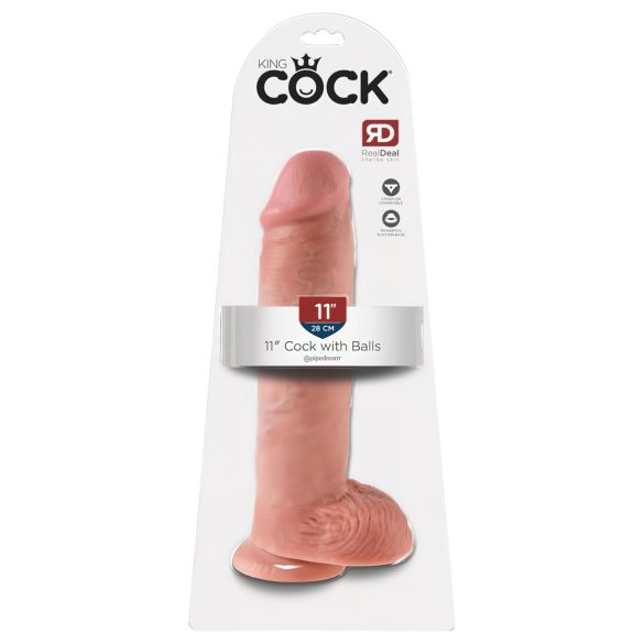 King Cock 11 - Saugnapf-Dildo mit Hoden (28cm) - Natur
