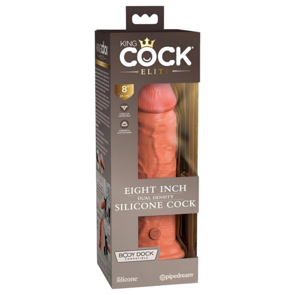 King Cock Elite 8 - Saugnapf Dildo (20cm) - dunkle Natur