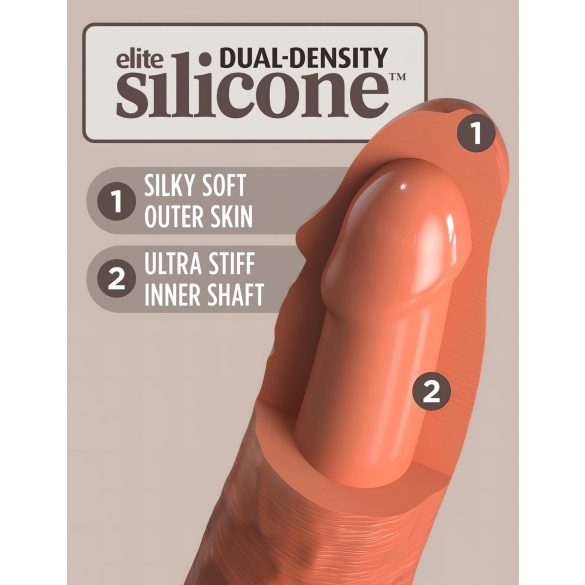 King Cock Elite 8 - Saugnapf Dildo (20cm) - dunkle Natur