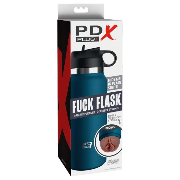 Fuck Flask Private Pleaser - Kunstvagina in Flasche (blau-braun)