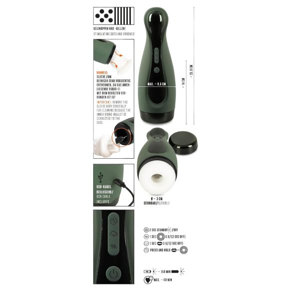 Rebel 2 Function - Akku Masturbator mit Saug- und Vibrationsfunktion