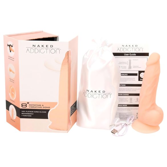Naked Addiction Rotating 8 - rotierender Vibrator (20cm) - natur