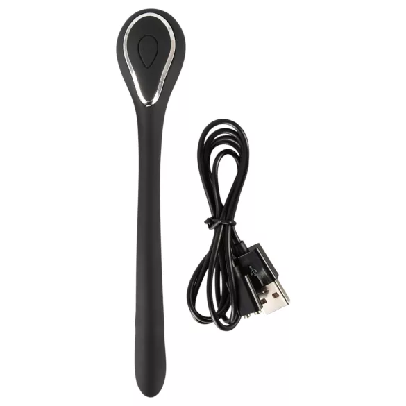 Penis Plug Dilator - wiederaufladbarer, vibrierender Dilator (1 cm, schwarz)