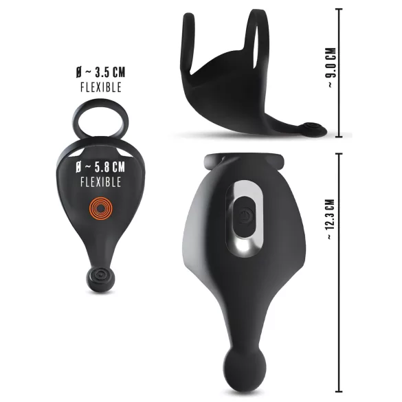 Rebel - Wiederaufladbarer Vibro-Penisring & Hodenmassager (schwarz)