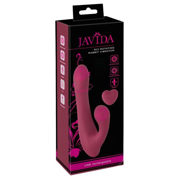 Javida - Rotierender Vibrator mit Klitorisarm, Funksteuerung (Rot)