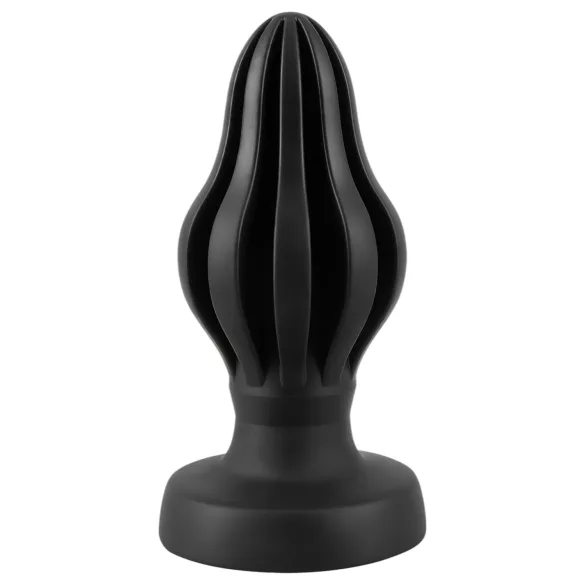 ANOS - gerippter weicher Butt Plug - 7 cm (schwarz)