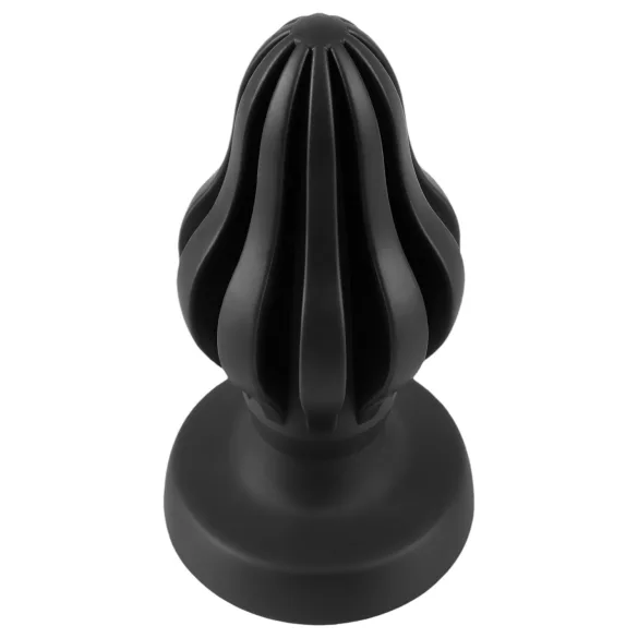 ANOS - gerippter weicher Butt Plug - 7 cm (schwarz)