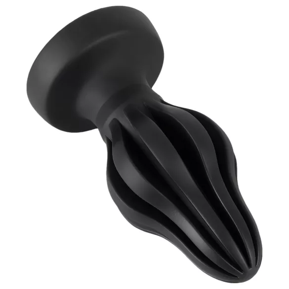 ANOS - gerippter weicher Butt Plug - 7 cm (schwarz)