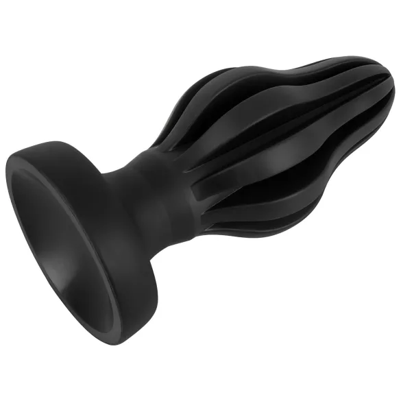 ANOS - gerippter weicher Butt Plug - 7 cm (schwarz)