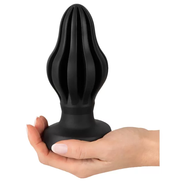 ANOS - gerippter weicher Butt Plug - 7 cm (schwarz)