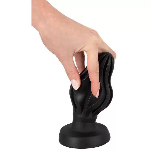 ANOS - gerippter weicher Butt Plug - 7 cm (schwarz)