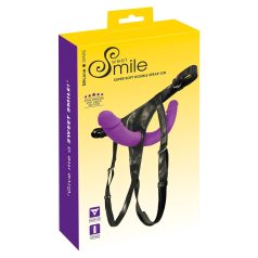 SMILE - lila-schwarzes Strap-On-Duo-Dildo mit Unterteil