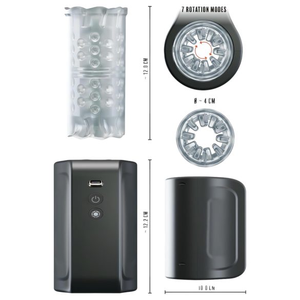 Rebel - Wasserdichter rotierender Masturbator (schwarz)