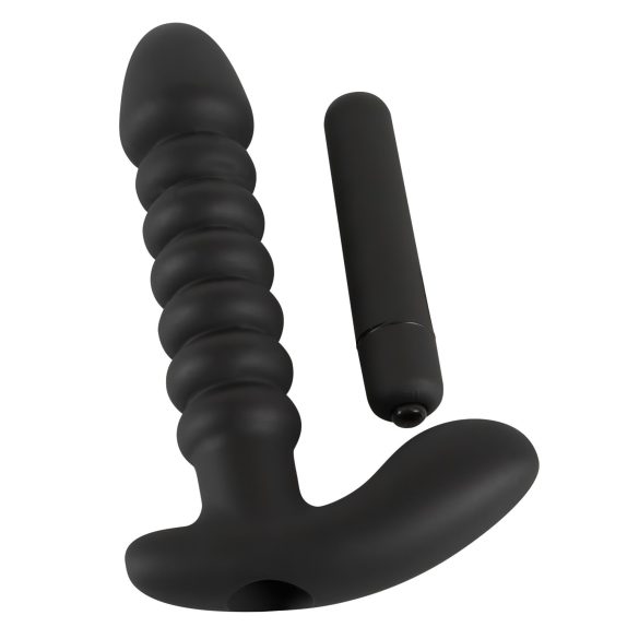 Black Velvet gerippter Vibrator - mittel (schwarz)