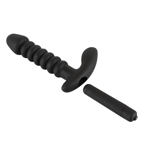 Black Velvet gerippter Vibrator - mittel (schwarz)