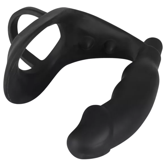 Black Velvet - Anale Vibrator mit Penis- und Hodenring (schwarz)