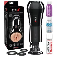   PDX Cock Compressor - saugender, vibrierender Masturbator (schwarz)