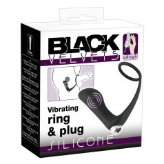 Black Velvet - Analvibrator mit Penissring (schwarz)