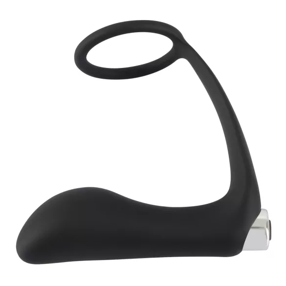 Black Velvet - Analvibrator mit Penissring (schwarz)