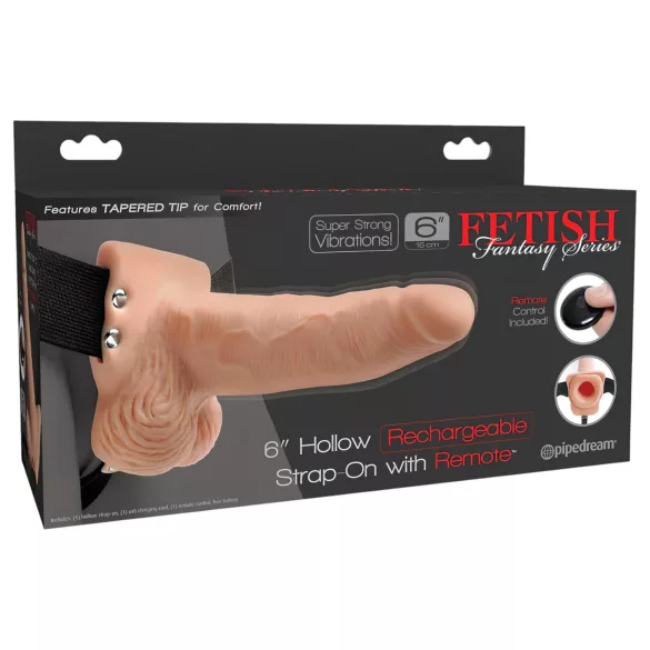 Pipedream - Fetish Strap-On 6 - anlegbarer, hohler Vibrator (naturfarben)