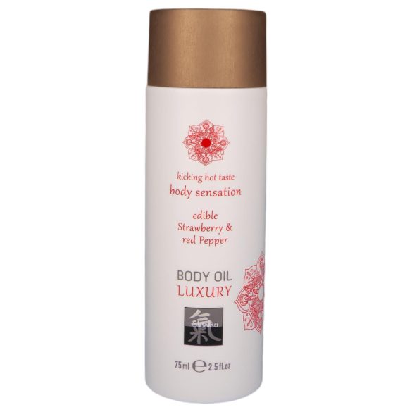 Shiatsu Luxus - Essbares Massageöl - Erdbeer-Rotwein Pfeffer (75ml)