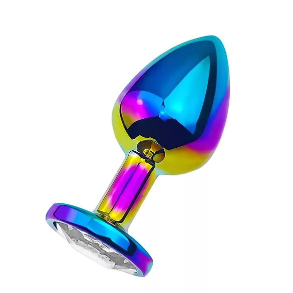 Sunfo - Metall Analplug mit weißem Stein (Regenbogen)
