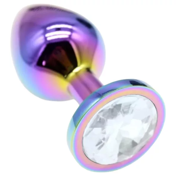 Sunfo - Metall Analplug mit weißem Stein (Regenbogen)