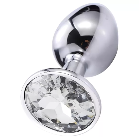 Sunfo - Metall Analplug mit weißem Stein (silber)