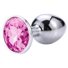 Sunfo - Metall Anal Plug mit pinkem Stein (Silber)