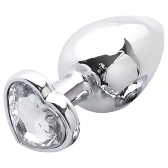 Sunfo - metall Analplug mit herzförmigem Stein (silber-weiß)
