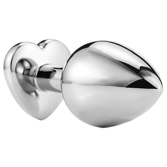 Sunfo - metall Analplug mit herzförmigem Stein (silber-weiß)