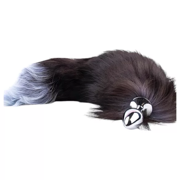 Sunfo - Metall Analplug mit Fuchsschwanz (silber-schwarz)